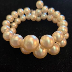 Vintage Pearl Bracelet 2 Strand Ivory Cuff